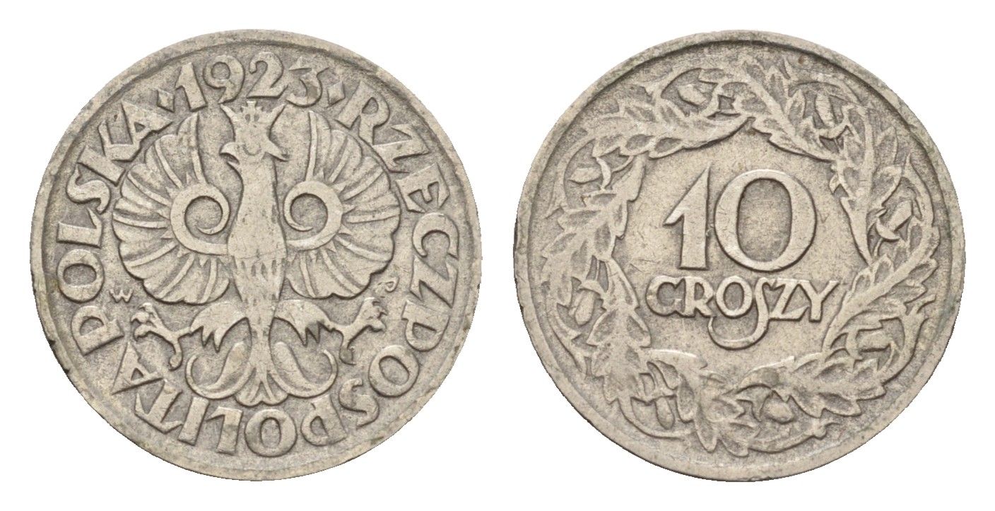 Польша 10 грошей 1923 год-тип Y 11 никель 4627-155