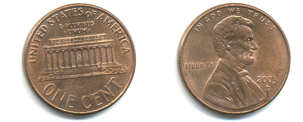 США 1 ЦЕНТ 2003 D ЛИНКОЛЬН KM 201b цинк плакированный медью 86-452