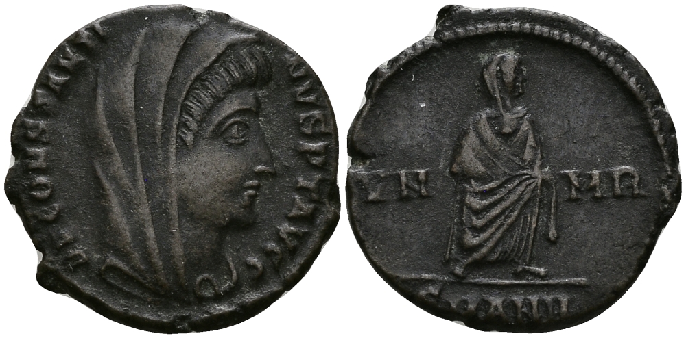 Римская Империя нуммий 337 - 347 Константин I Великий (посмертная чеканка) Антиохия Good Very fine RIC 37 бронза 1073-10-16