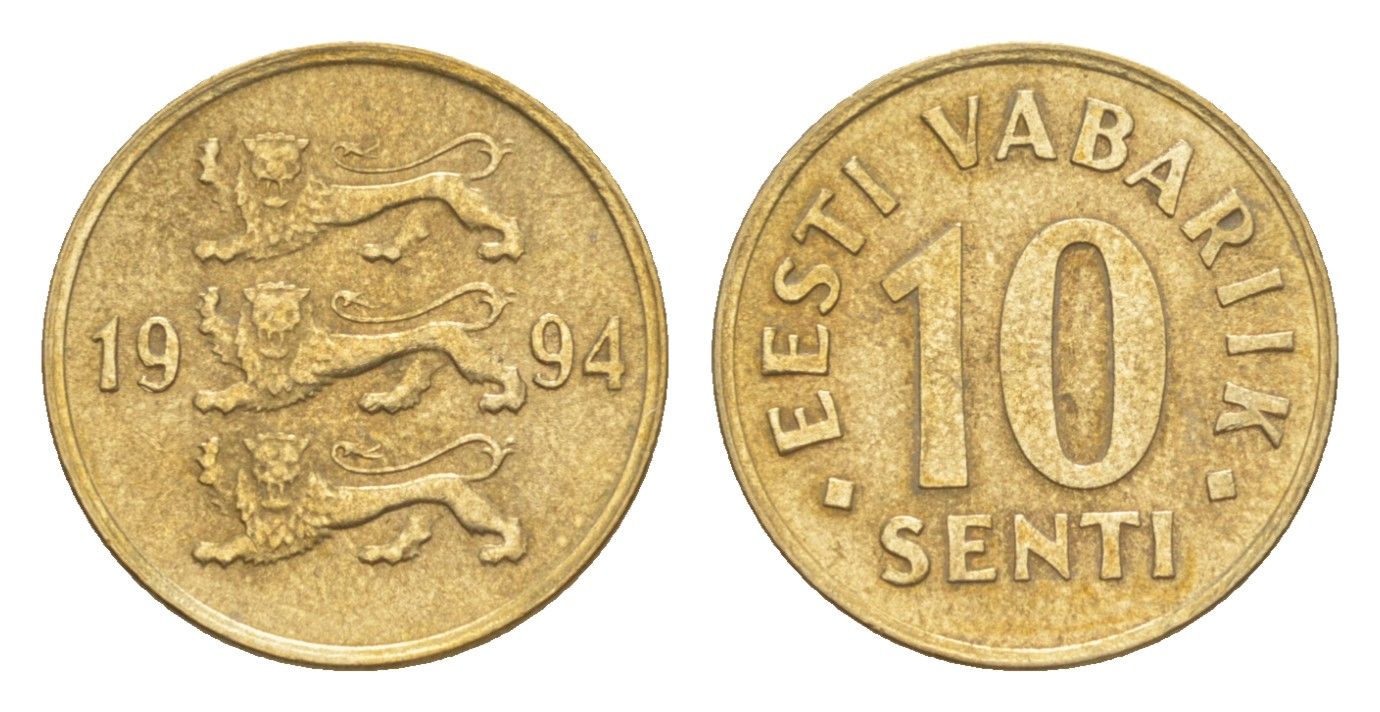 Эстония 10 сентов 1994 KM 22 латунь UNC 4647-114