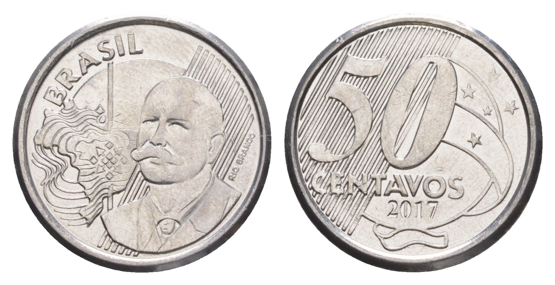 Бразилия 50 сентаво 2017 KM 651a нержавеющая сталь UNC 4642-1156