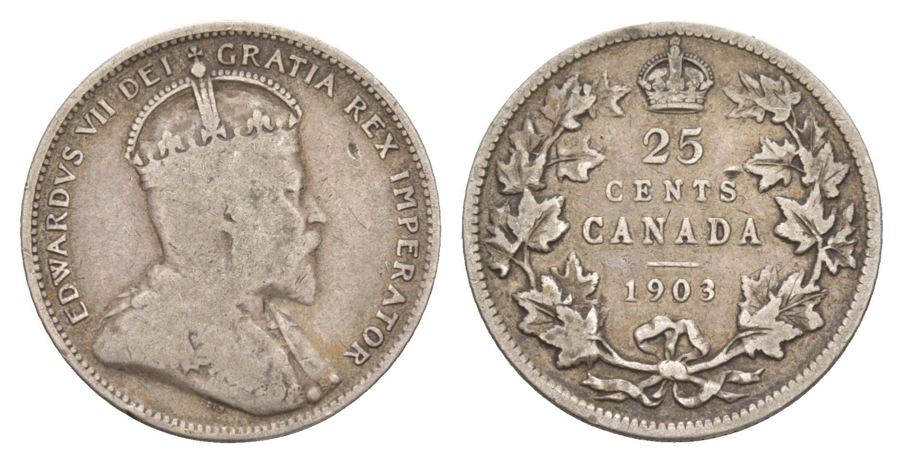 Канада 25 центов 1903 Эдуард VII (1901-1910) KM 11 серебро 1518-1542