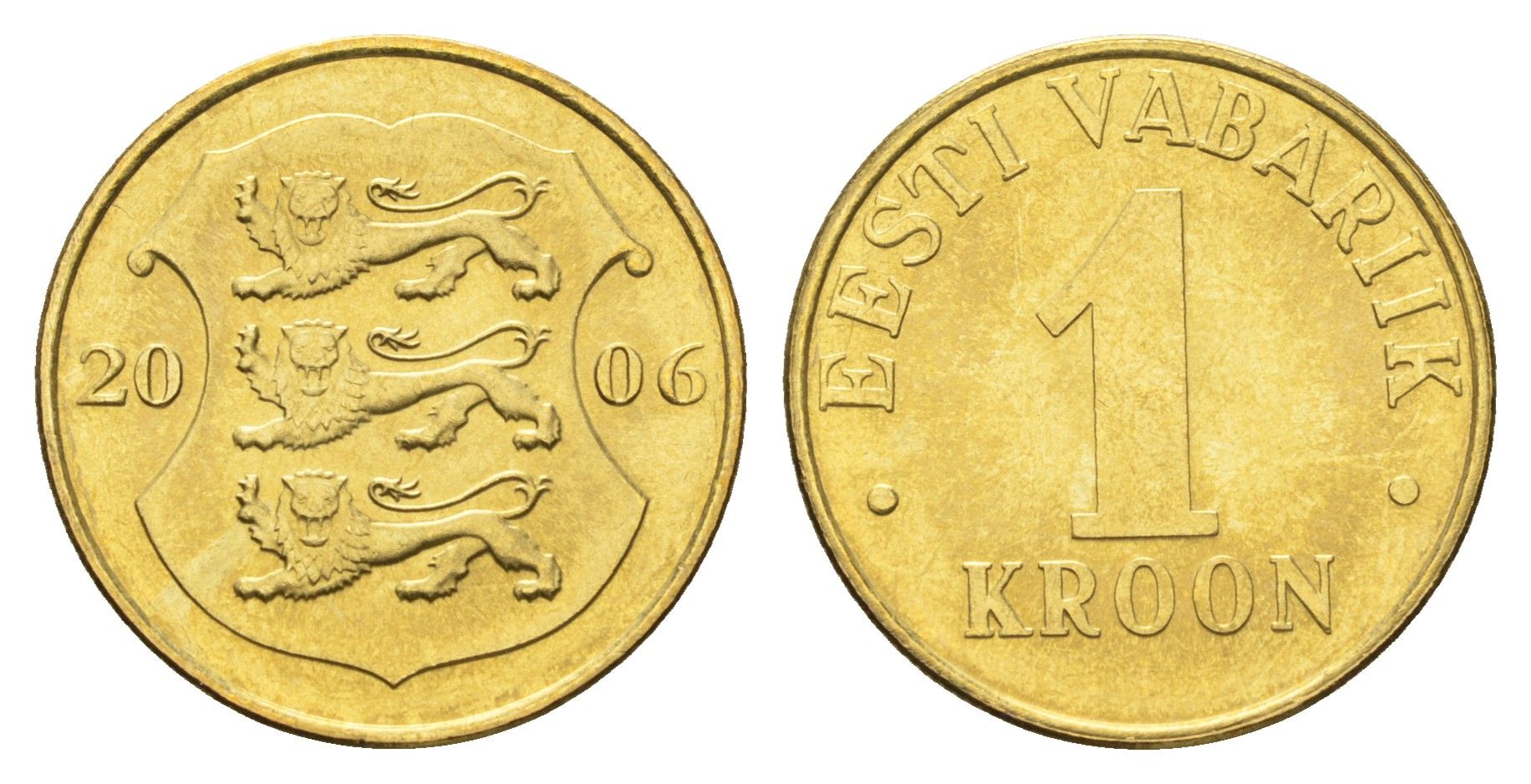 Эстония 1 крона 2006 KM 35 латунь UNC 4666-644