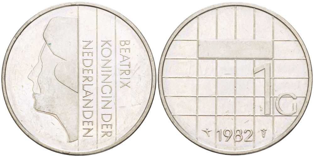Нидерланды 1 гульден 1982 Беатрикс (1980-2013) KM 205 никель 213-1257