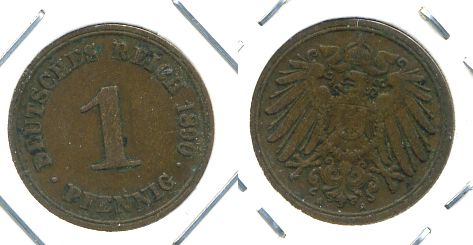 ГЕРМАНИЯ 1 ПФЕННИГ 1890 A KM 10, J. 10 медь 701-114