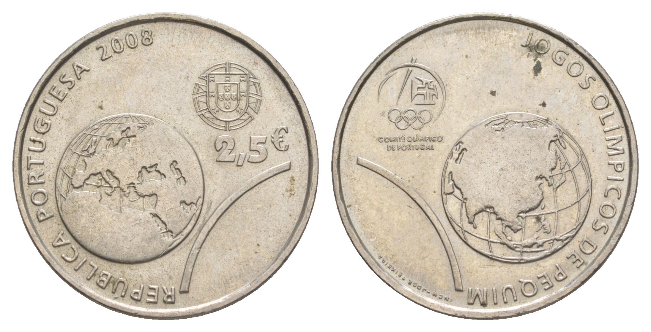 Португалия 2,5 евро 2008 XXIX летние Олимпийские игры, Пекин 2008 KM 790 медно-никель aUNC 4631-1223