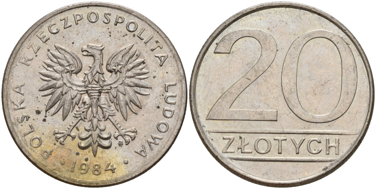 Польша 20 злотых 1984 MW Y 153.1 медно-никель 4187-622