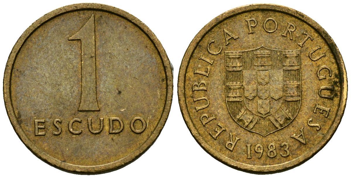 Португалия 1 эскудо 1983 KM 614 никель латунь 4136-736