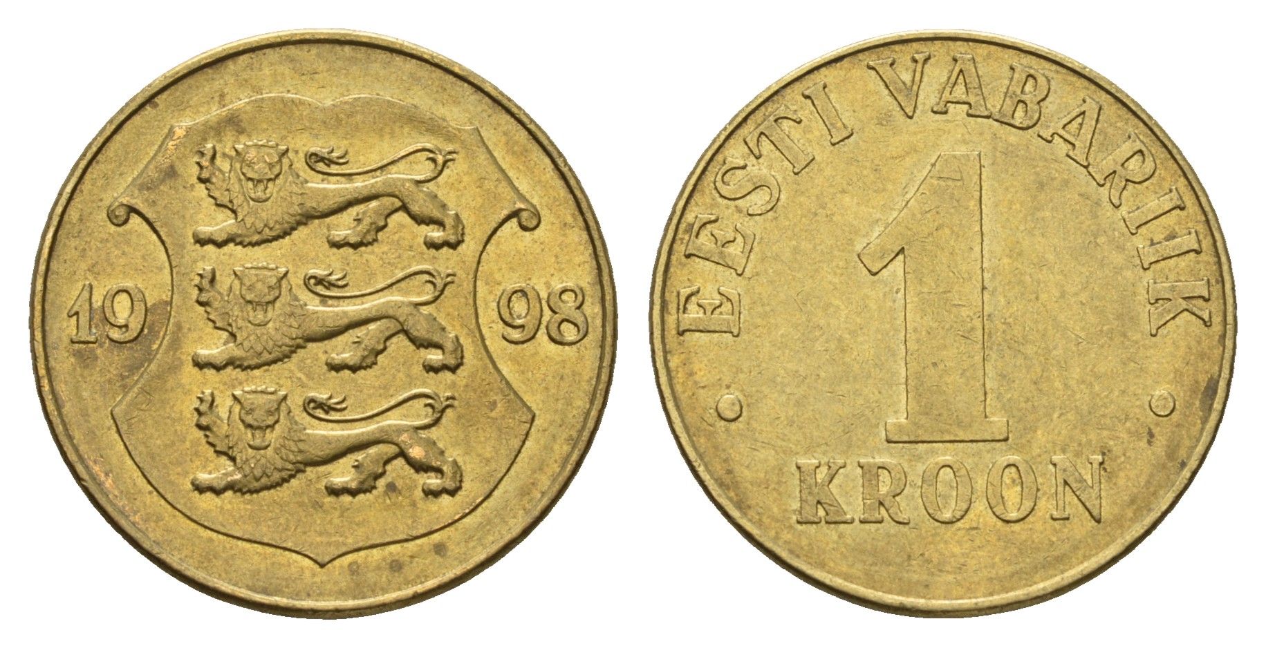 Эстония 1 крона 1998 KM 35 латунь 4688-647