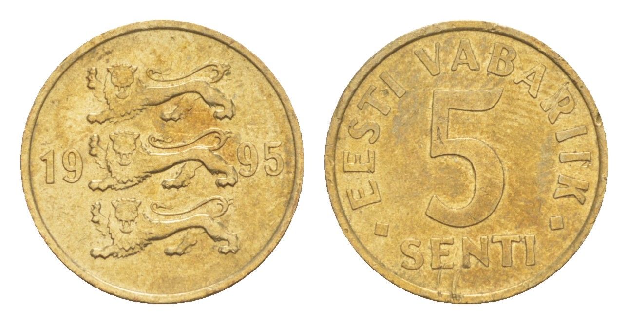 Эстония 5 сентов 1995 KM 21 латунь UNC 4647-111