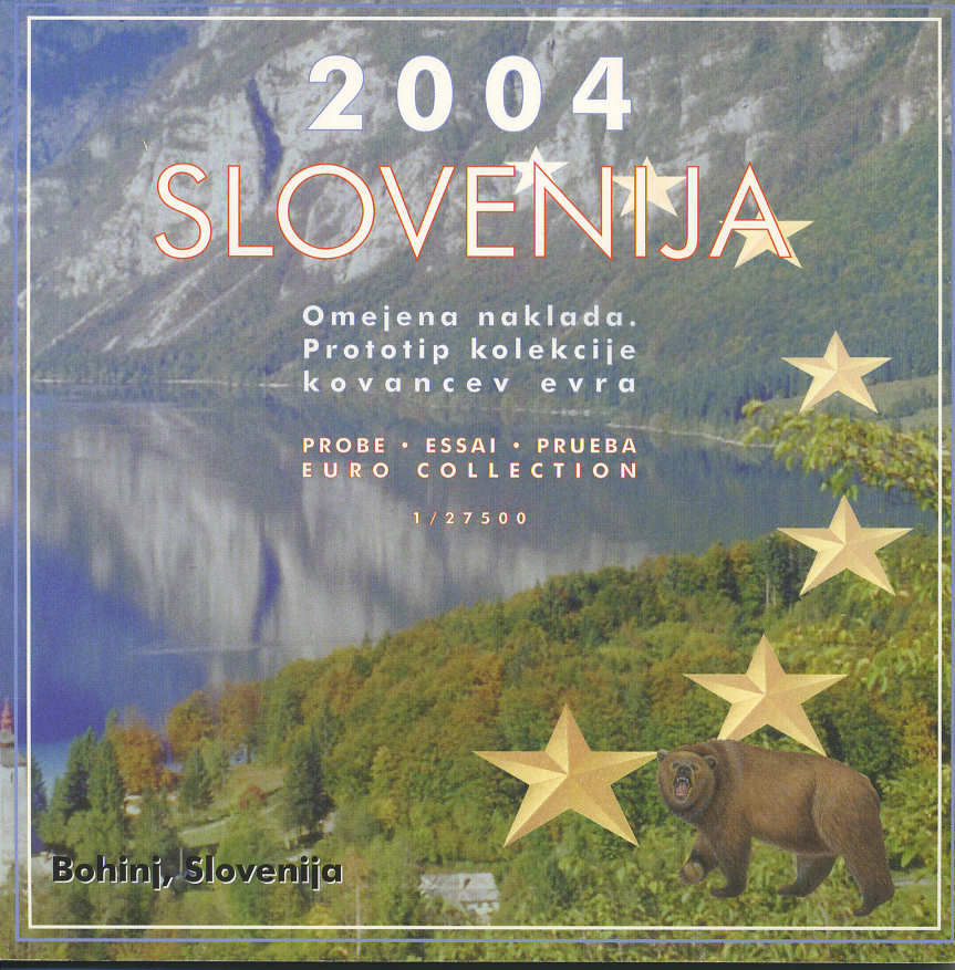 Словения набор из 9 монет 2004 европробники, включая 5 евро, буклет UNC 7-4-2-48