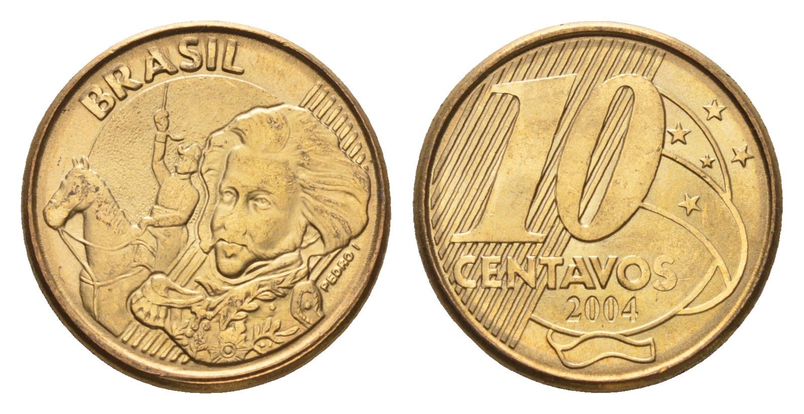 Бразилия 10 сентаво 2004 KM 649 сталь плакированная латунью 4686-733