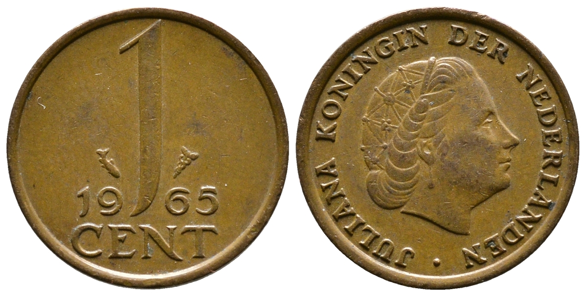 Нидерланды 1 цент 1965 Юлиана (1948-1980) КМ 180 бронза 261-552