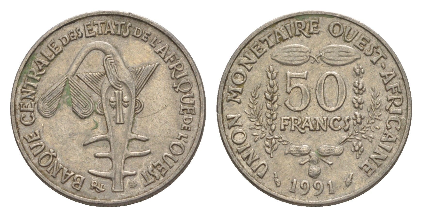 Западная Африка (BCEAO) 50 франков 1991 Центральный банк государств Западной Африки KM 6 медно-никель 4643-758