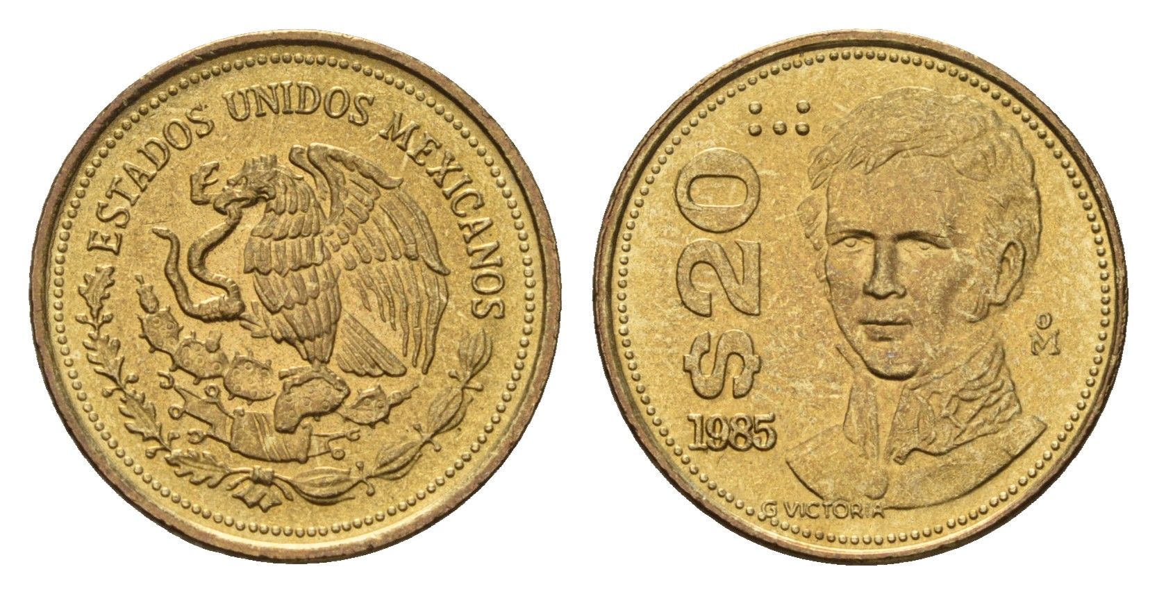 Мексика 20 песо 1985 KM 508 латунь UNC 4596-159