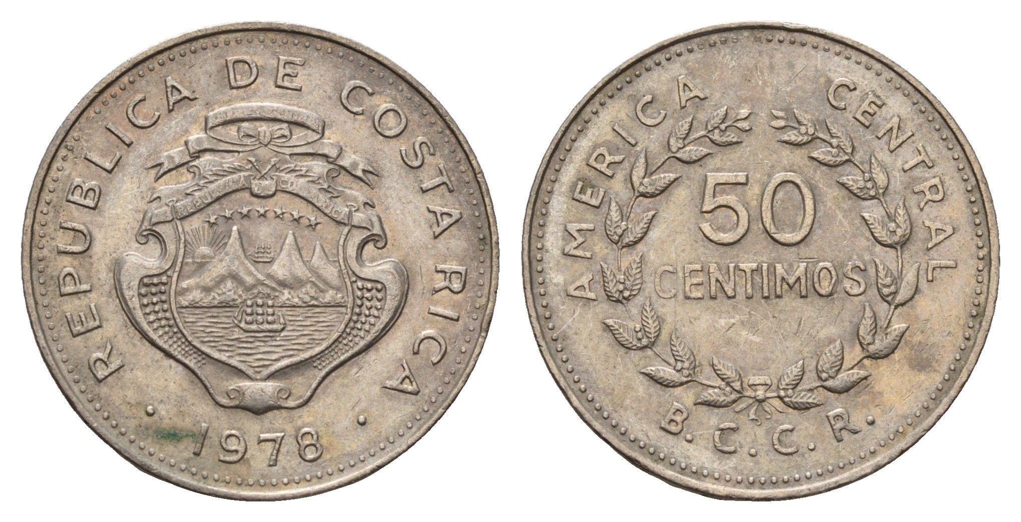 Коста-Рика 50 сентимо 1978 KM 189.3 медно-никель 4670-1256