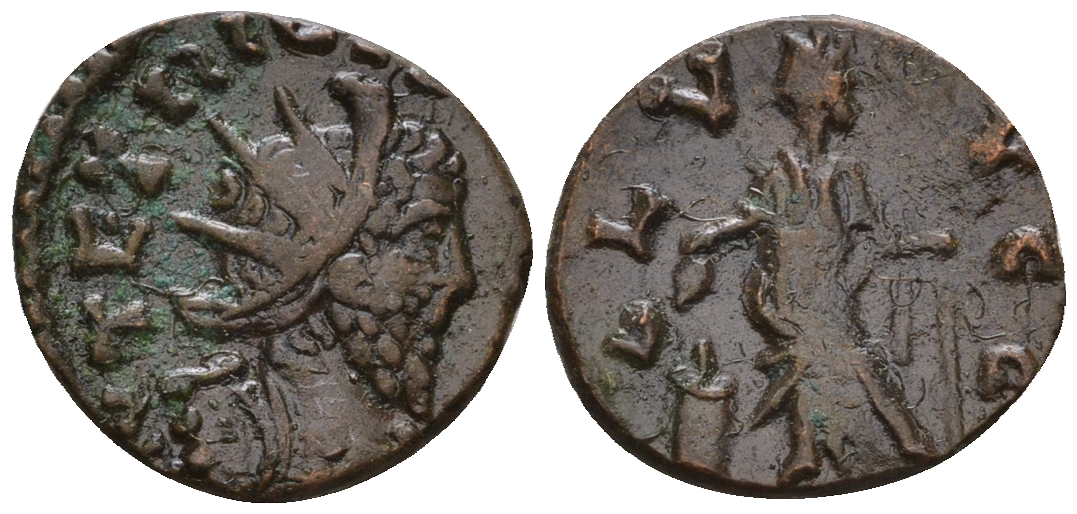 Римская Империя, императоры в Галлии антониниан 274 Тетрик, IMP C TETRICVS P F AVG, бюст императора / SALVS AVG, Салюта, персонификация Здоровья, локальная чеканка в Галлии RIC 126 биллон 1073-25-81