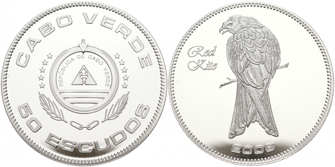 Кабо-Верде 50 эскудо 2006 красный коршун KM 50 серебро PROOF M7-15