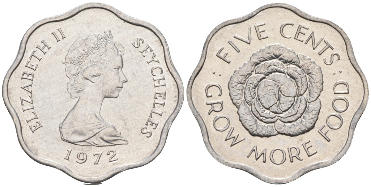 Сейшельские острова 5 центов 1972 FAO, цветок, Елизавета II KM 18 алюминий UNC 4588-651