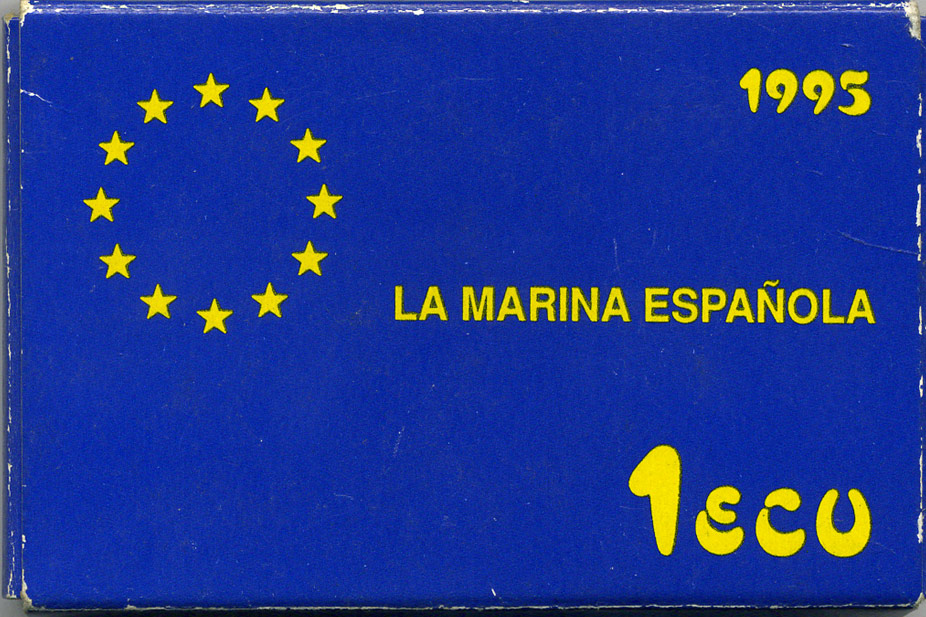 Испания 1 экю 1995 Марина-Эспаньола, в оригинальной деревянной коробке, с сертификатом  серебро  PROOF  4-3-1-09