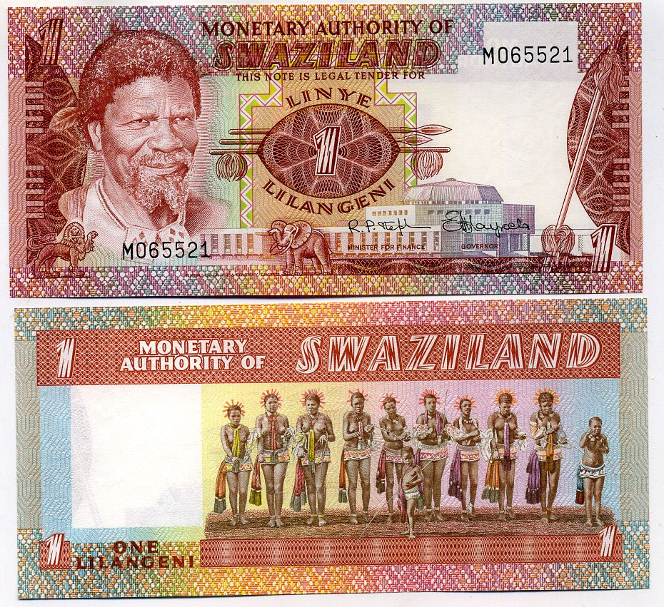 Свазиленд 1 лилангени 1974 Pick 1 бумага UNC (пресс) 000-00-00