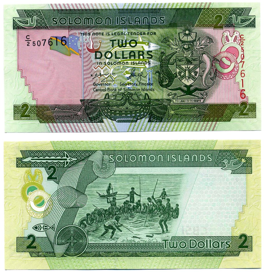 Соломоновы острова 2 доллара 2006 Pick 25(1) бумага UNC (пресс) 7547-14-2-2
