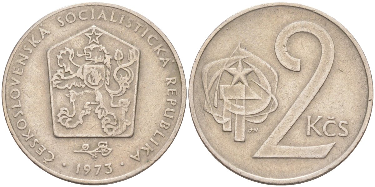 Чехословакия 2 кроны 1973 KM 75 медно-никель 217-1226