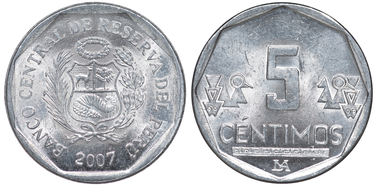 Перу 5 сентимо 2007 LIMA KM 304.4a алюминий aUNC 4189-968