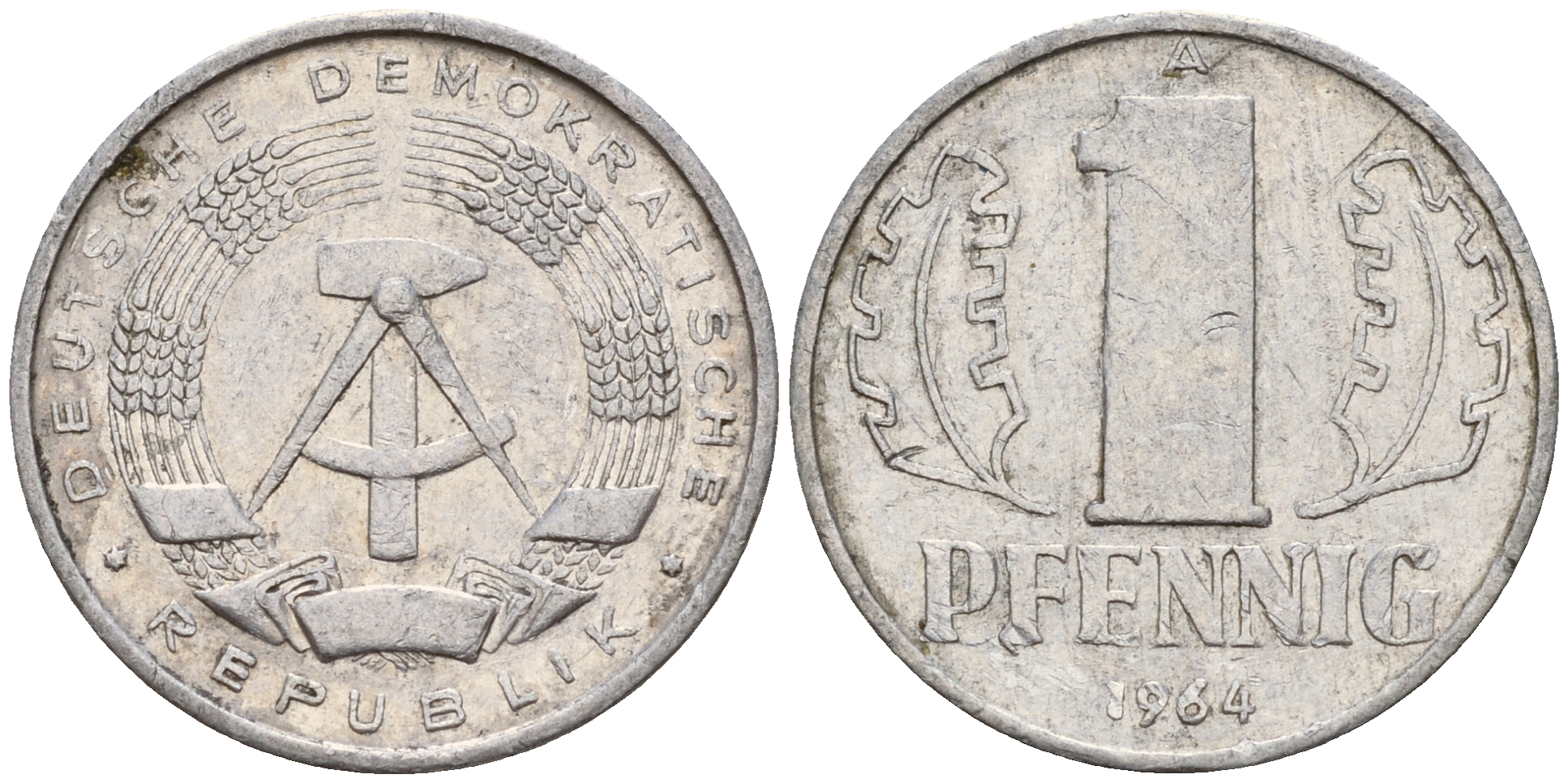 ГДР 1 пфенниг 1964 А KM 8.1 алюминий    4160-1266