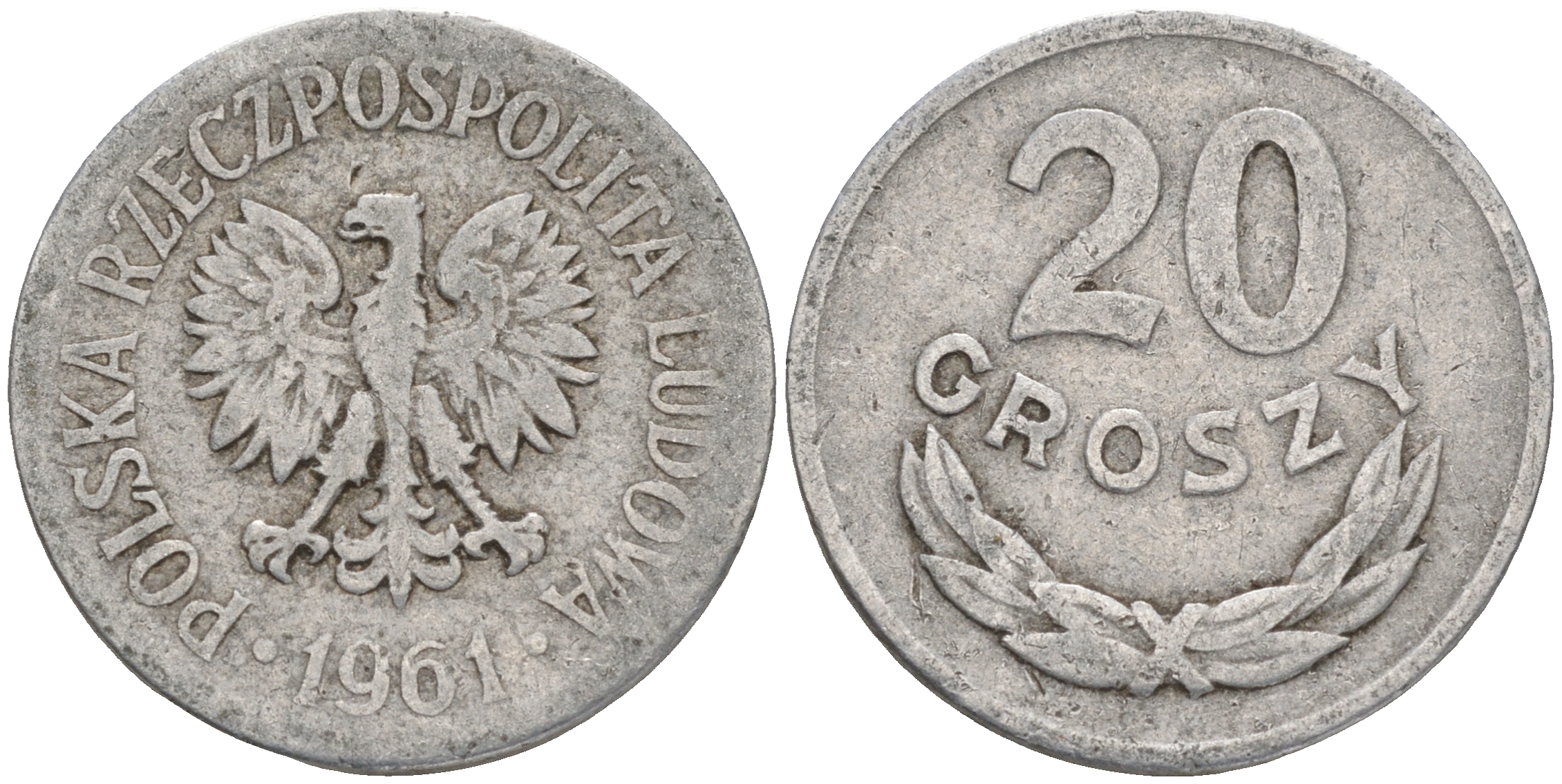 Польша 20 грошей 1961 MW KM А47, Parchimowicz 208b алюминий 4556-326