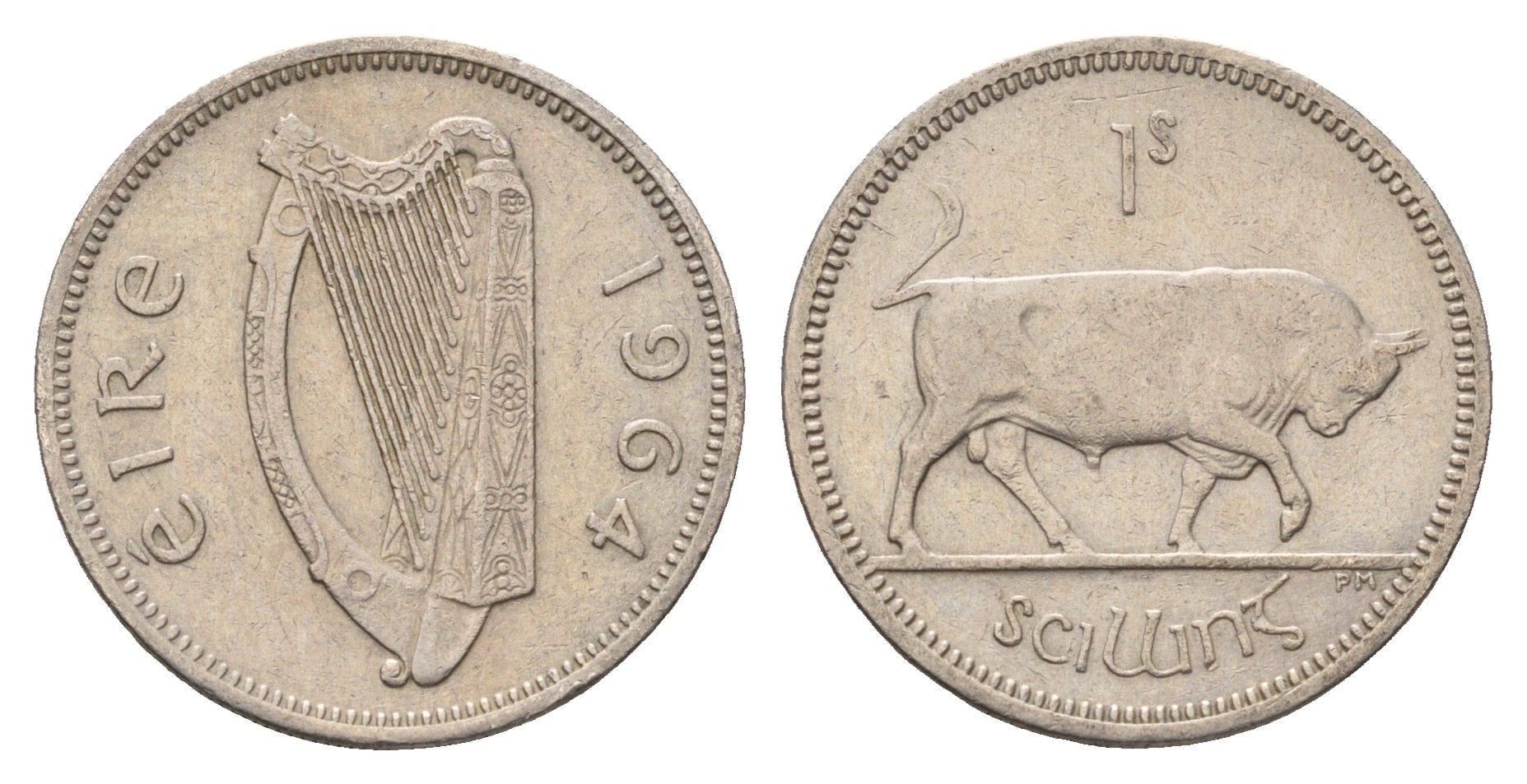 Ирландия 1 шиллинг 1964 бык KM 14a медно-никель 4175-1257