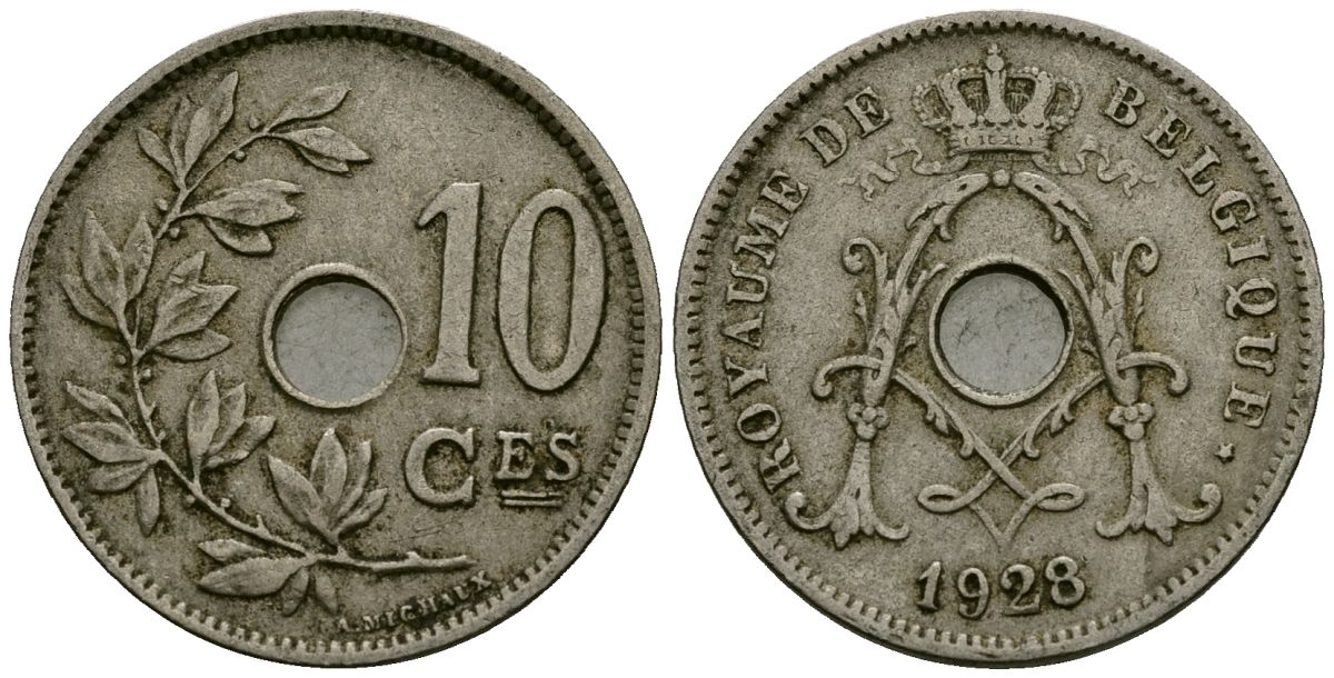 Бельгия 10 сантимов 1928 Belgique KM 85 медно-никель 4172-1042