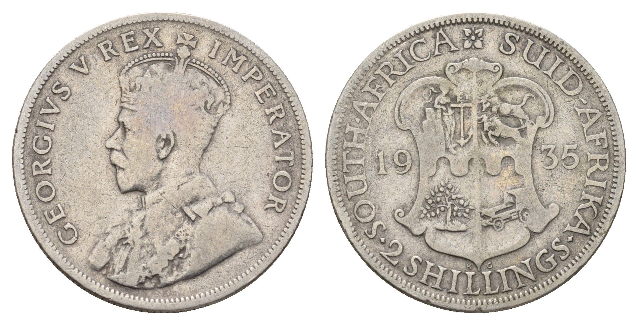 ЮАР 2 шиллинга (флорин) 1935 Георг V (1910-1936) KM 22 серебро 270-415