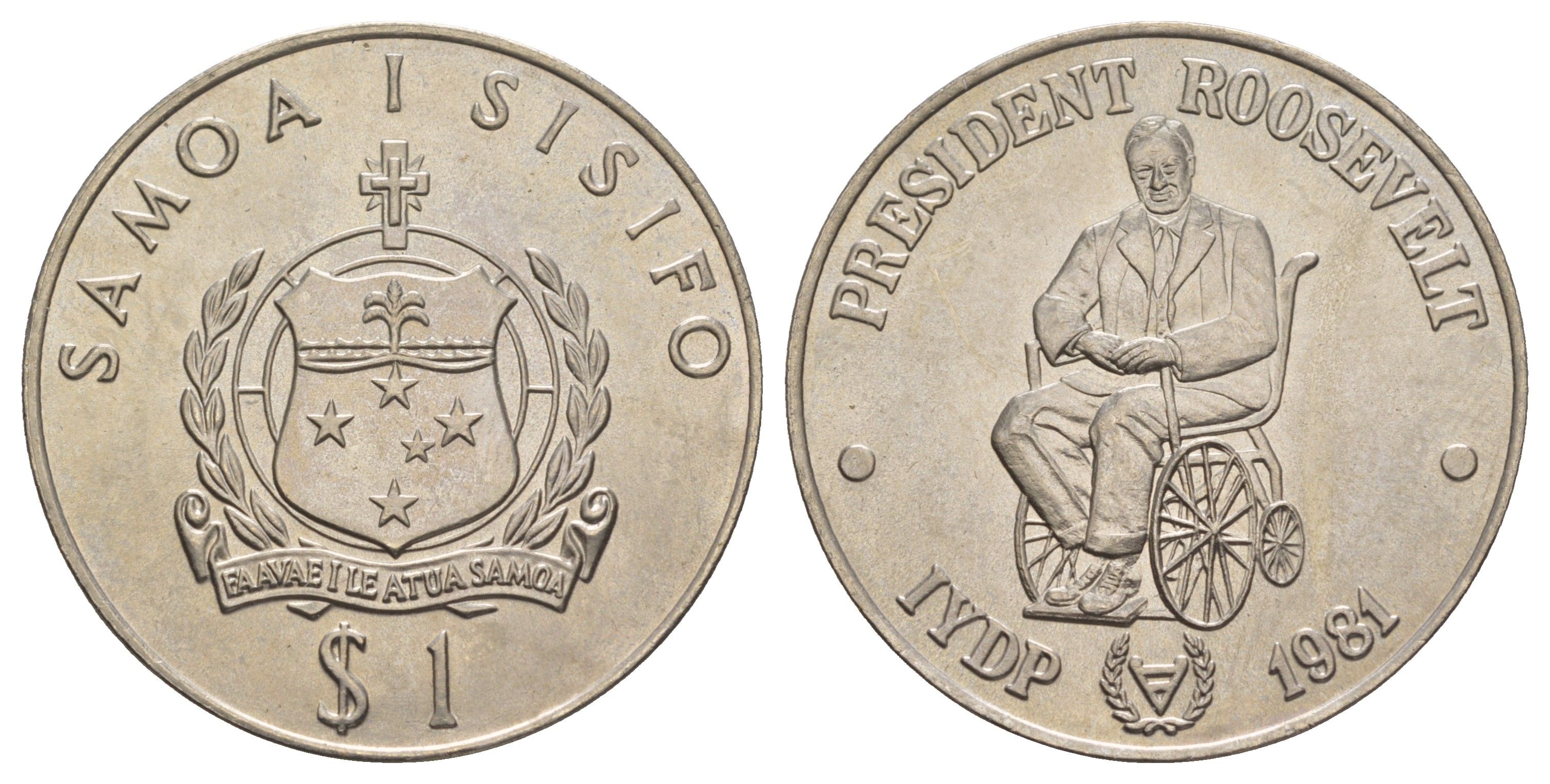 Самоа 1 тала 1981 Международный год инвалидов - Франклин Делано Рузвельт KM 47 медно-никель BU 4125-1231