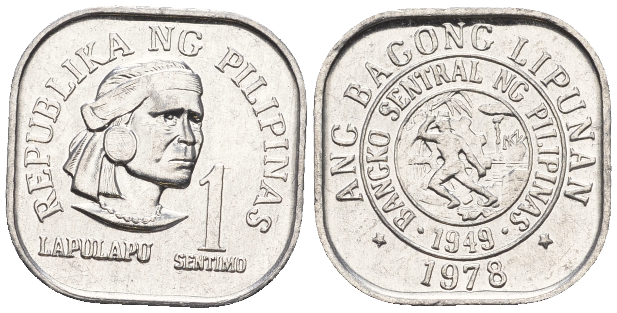 Филиппины 1 сентимо 1978 вождь острова Мактан Лапу-Лапу KM 205 алюминий  UNC  220-1138