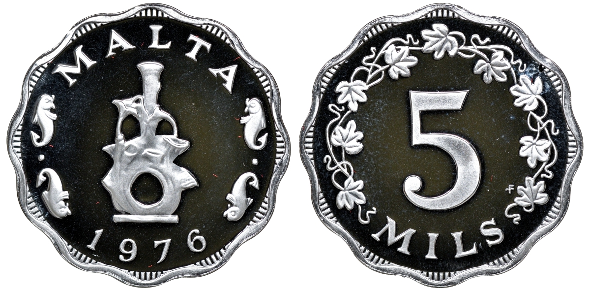 Мальта набор из 9 монет 1976 в оригинальной коробке с сертификатом KM PS2 PROOF 7-7-15