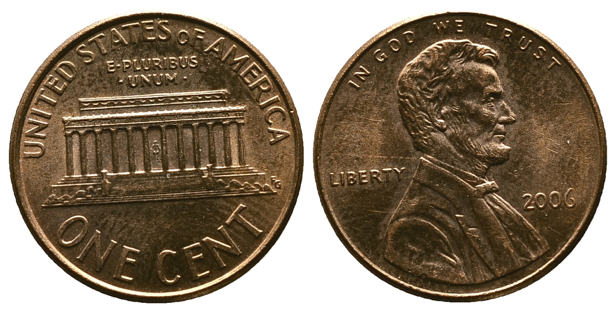 США 1 ЦЕНТ 2006 KM 201 b медь цинк 4385-525