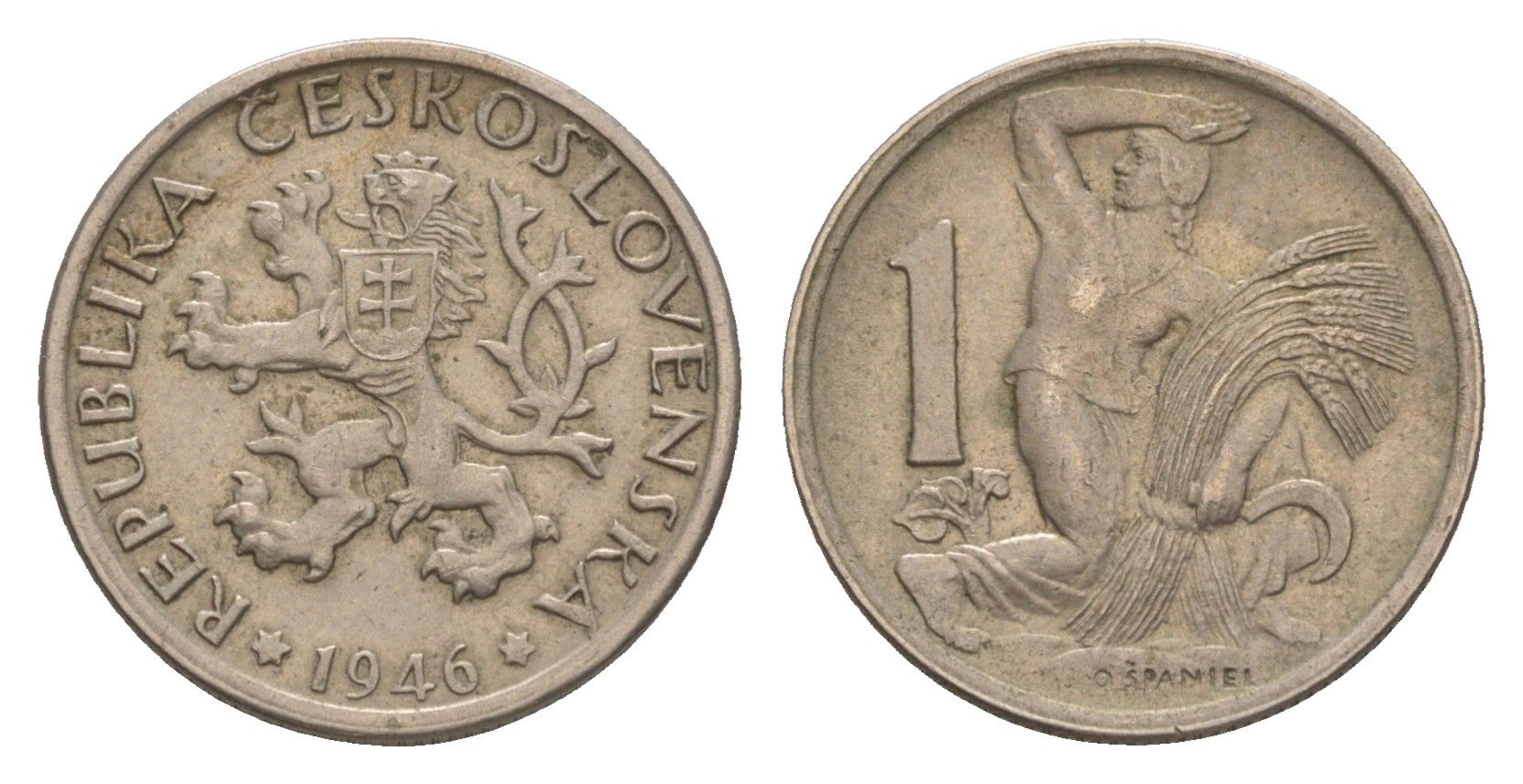 Чехословакия 1 крона 1946 KM 19 медно-никель 4516-625