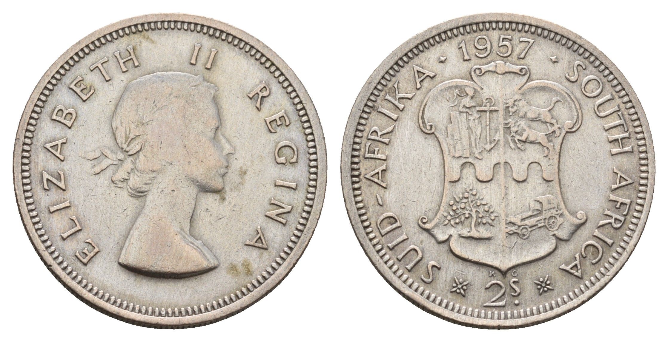 ЮАР 2 шиллинга (флорин) 1957 KM 50 серебро 75-1722