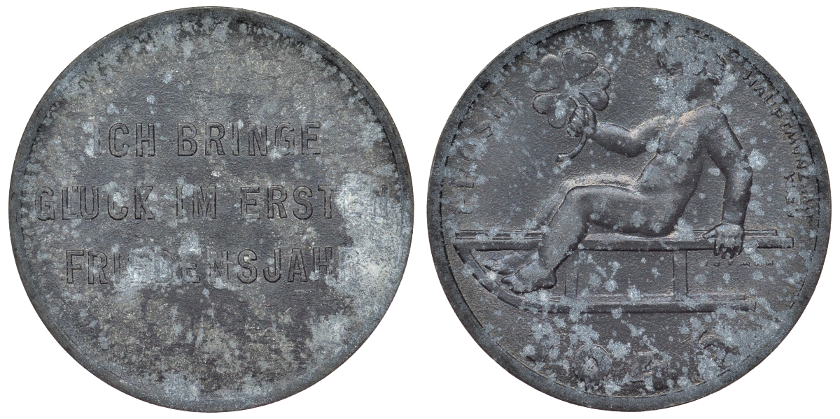 Австрия жетон 1946 удачи в первом году свободы, ребенок с клевером на санках цинк 4121-144