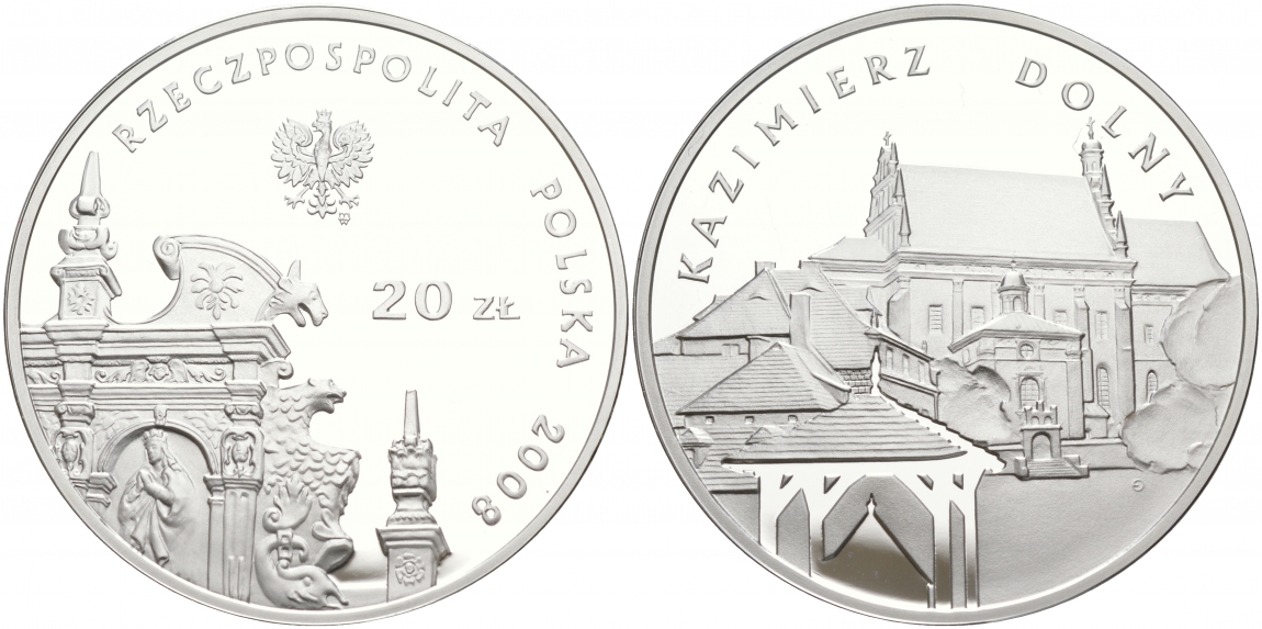 Польша 20 злотых 2008 серия города Польши, Казимеж-Дольны KM 642 серебро PROOF 1091-2-21