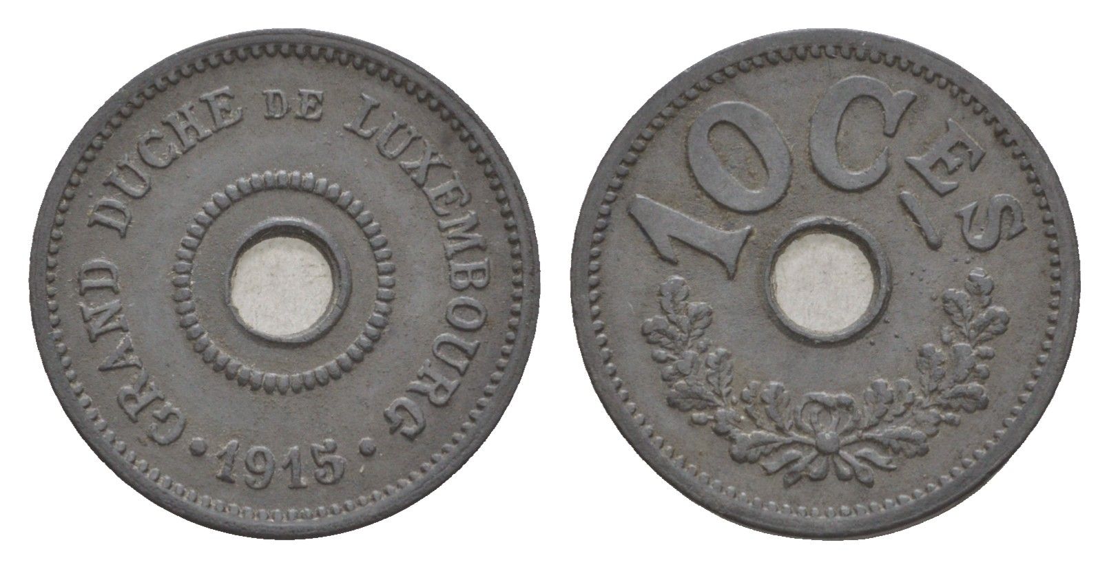 Люксембург 10 сантимов 1915 год-тип, Мария Аделаида (1912-1919), Германская оккупация KM 28 цинк 4655-243