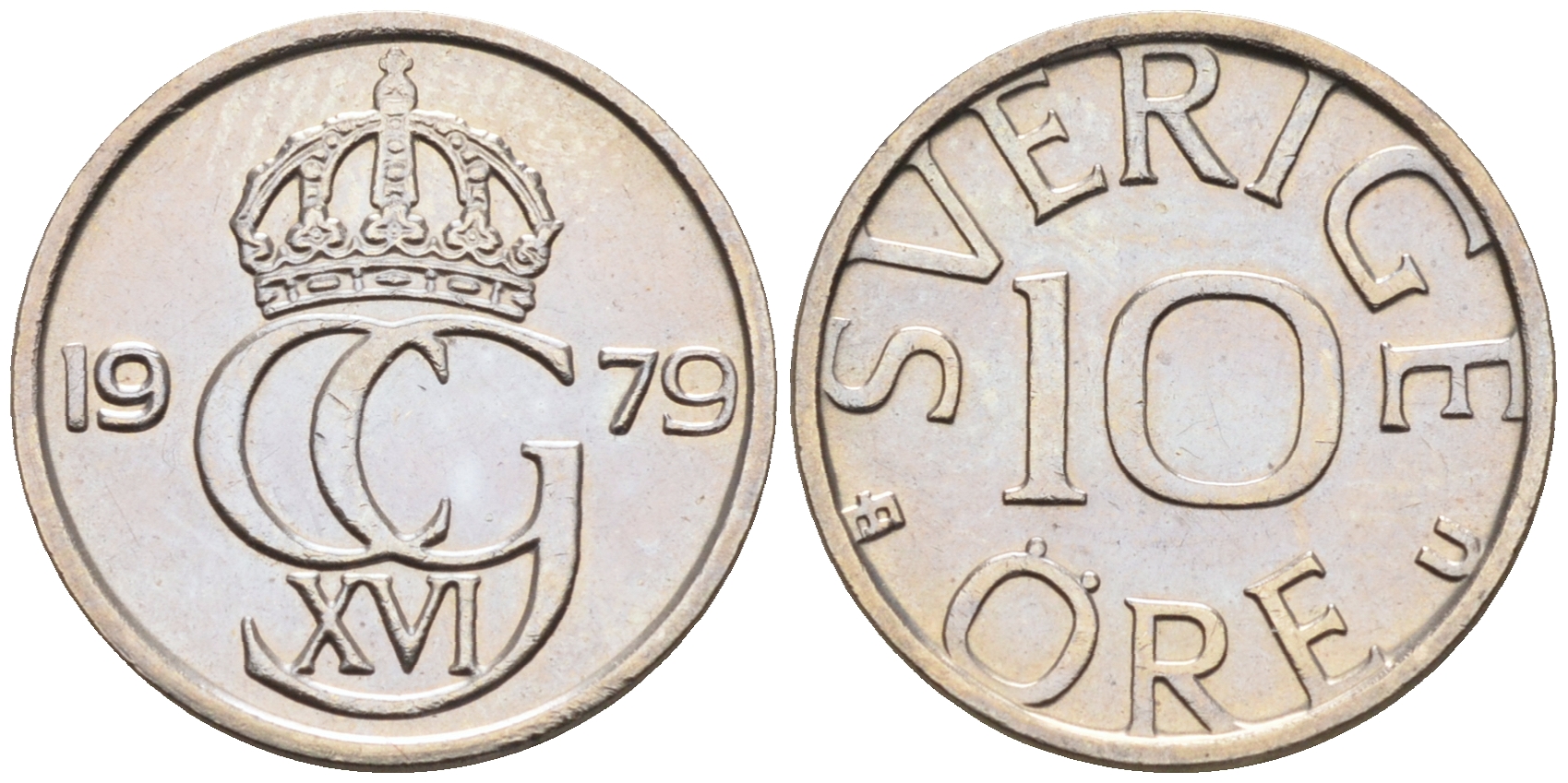 Швеция 10 эре 1979 U, Карл XVI Густав (1973- ) КМ 850 медно-никель 4169-118
