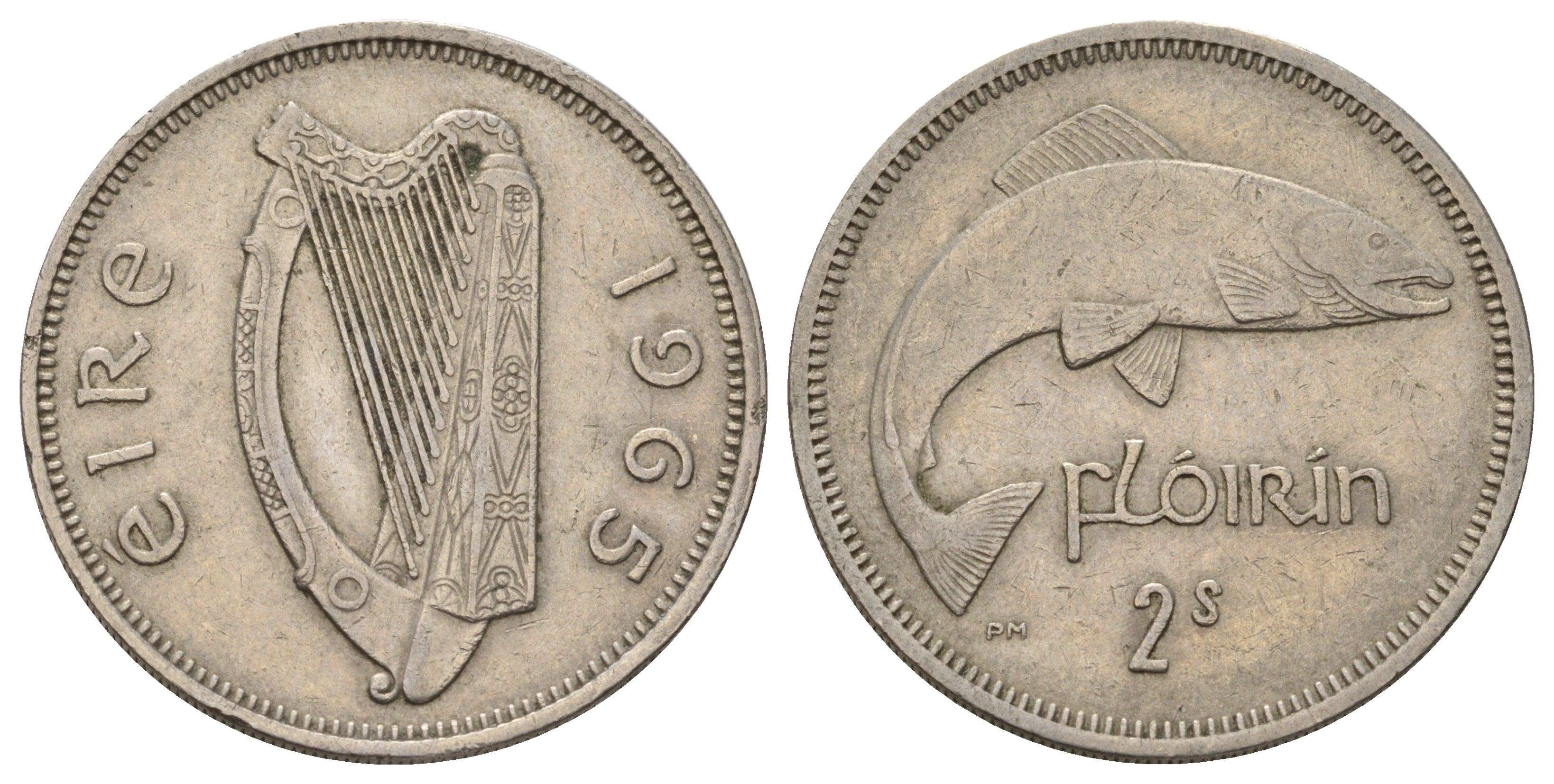 Ирландия 2 шиллинга (флорин) 1965 лосось KM 15a медно-никель 4521-931