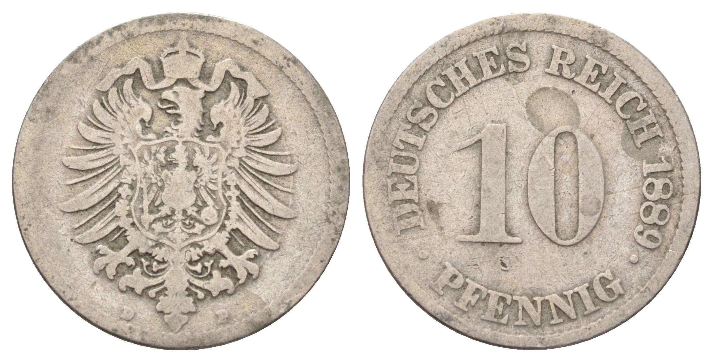 Германия 10 пфеннигов 1889 D KM 4, J. 4 медно-никель 4701-1063