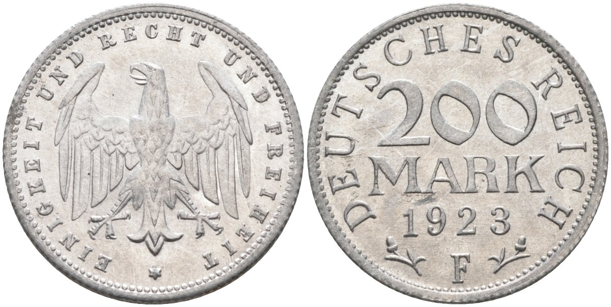 Германия 200 марок 1923 F KM 35, J. 304, Weege 22 алюминий 4584-533