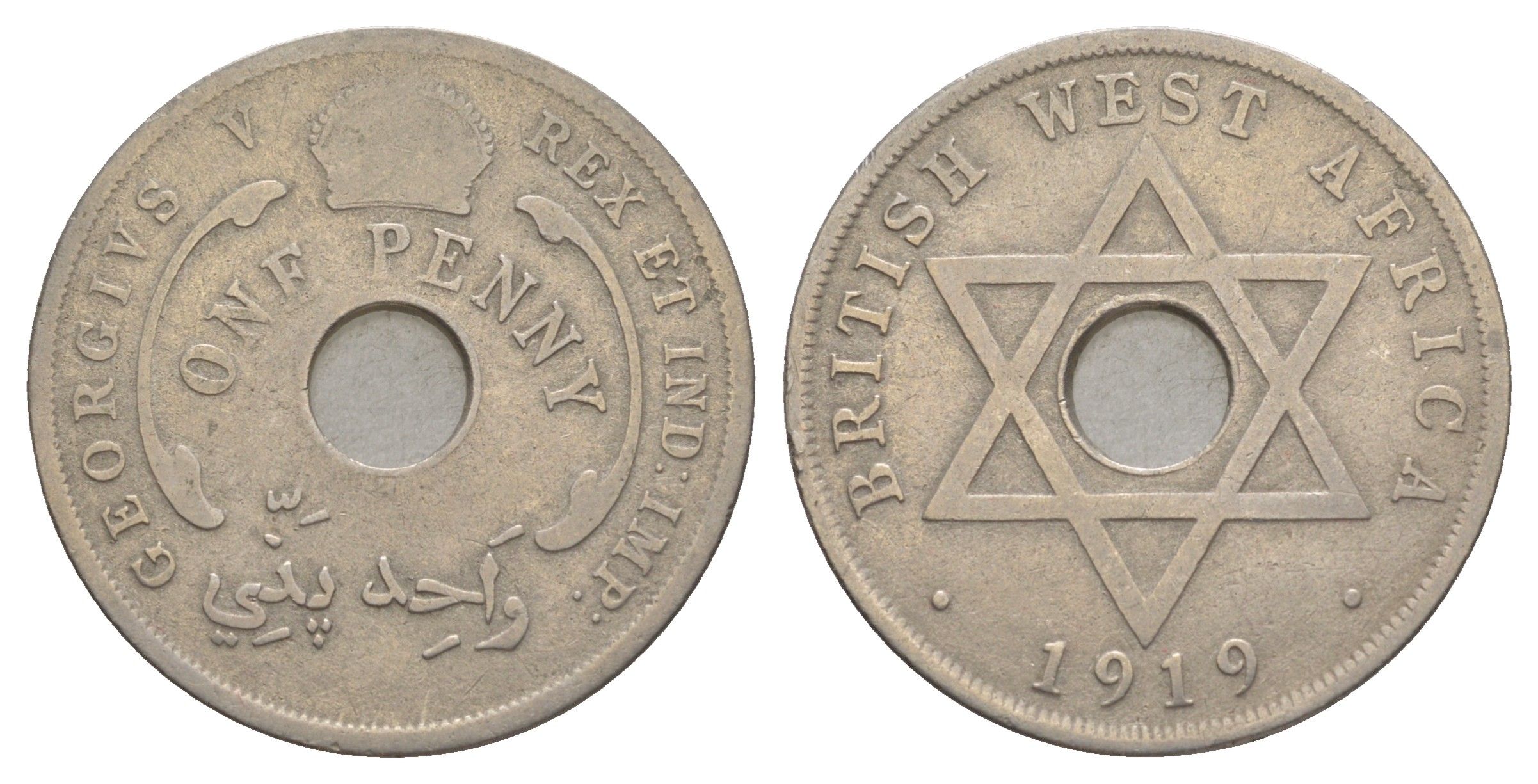 Британская Западная Африка 1 пенни 1920 KN, Георг V (1910-1936) KM 9 медно-никель 4634-831