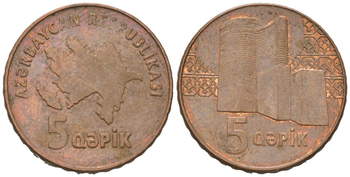 Азербайджан 5 гяпиков 2006 KM 41 сталь плакированная медью 4571-441