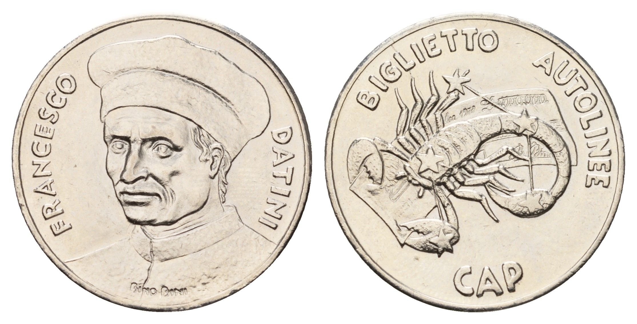 Италия жетон общественного транспорта города Прато - Франческо Датини диаметр 28,6 мм, вес 8,5 гр медно-никель 4670-1024