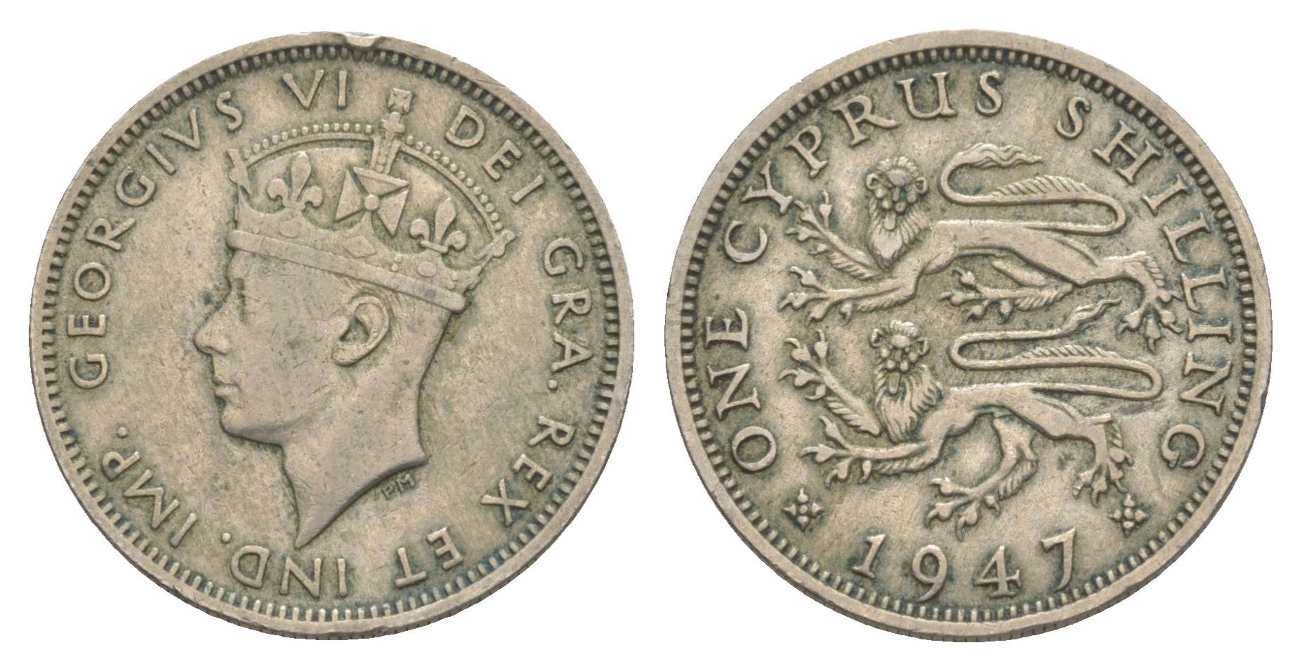 Кипр 	1 шиллинг 1947 Георг VI KM 27 медно-никель 4646-522